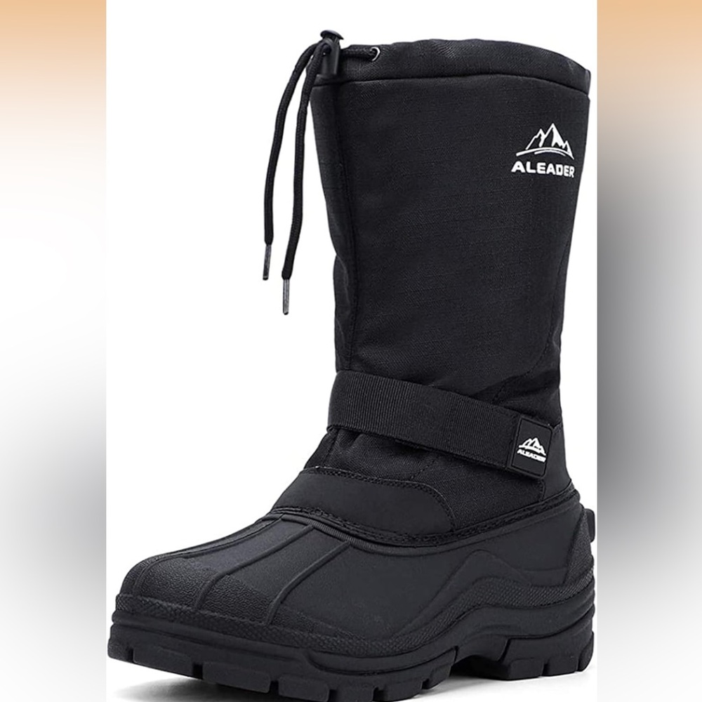 ALEADER Winter Boots For Men, Waterproof Snow Boots Hiking Shoes Black 12/731
